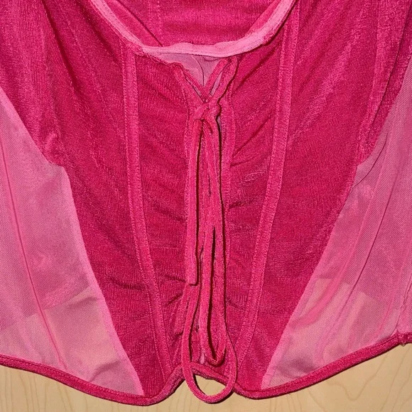 Cider 1XL Pink Lace-Up Corset Top - Picture 2 of 4
